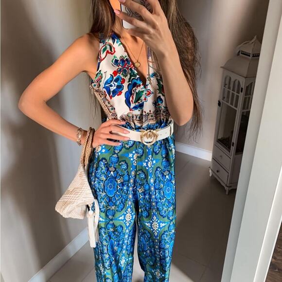ZARA Floral Print belted jumpsuit - Picture 5 of 10